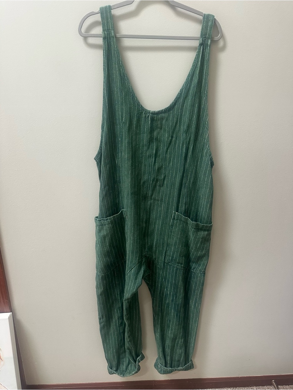 We The Free Forest Green Striped Relaxed Romper